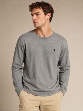Polo Ralph Lauren Men's Gray Long Sleeve Crew Neck T-Shirt Size M